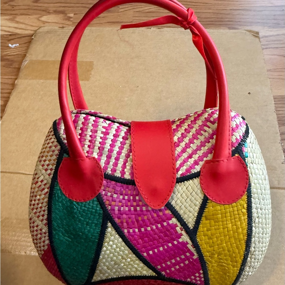 Source Unknown Multicolor Woven Shoulder Bag with… - image 2